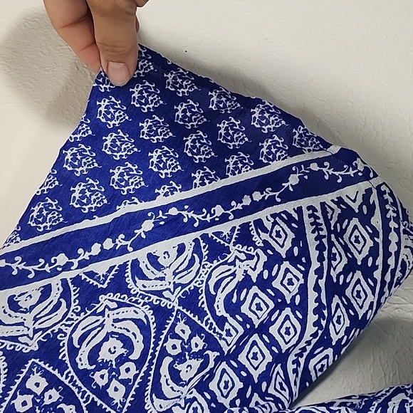 Raga bright blue and white boho short sleeve blouse sz S NWT - Picture 5 of 9